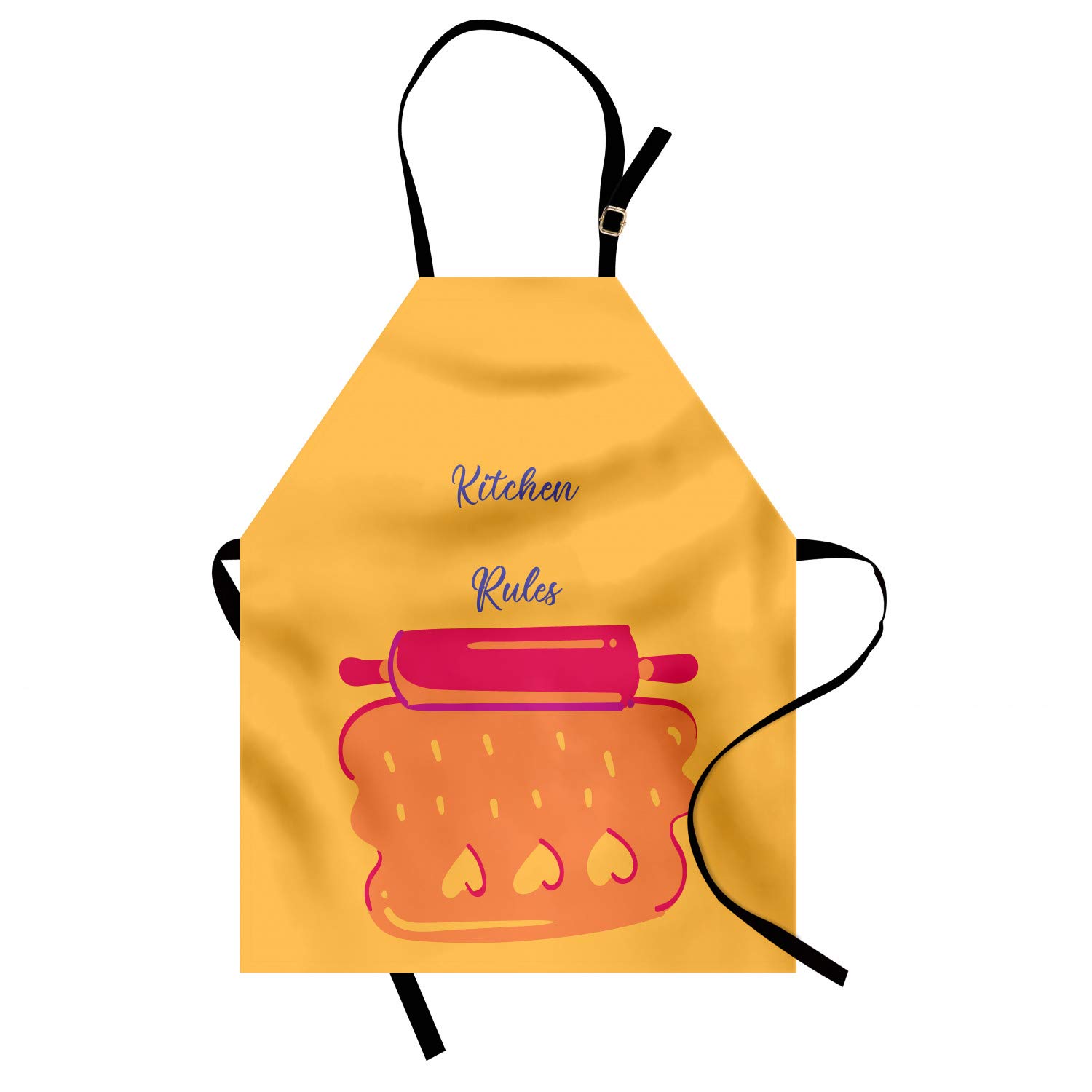 Ambesonne Personalized Chef Apron - Cartoon Baking & Cooking Design with Colorful Rolling Pin & Heart Motif - Adjustable Unisex Kitchen Bib for Adults (Pale Orange) - Perfect for Home Cooking, Baking Parties & Gift Giving