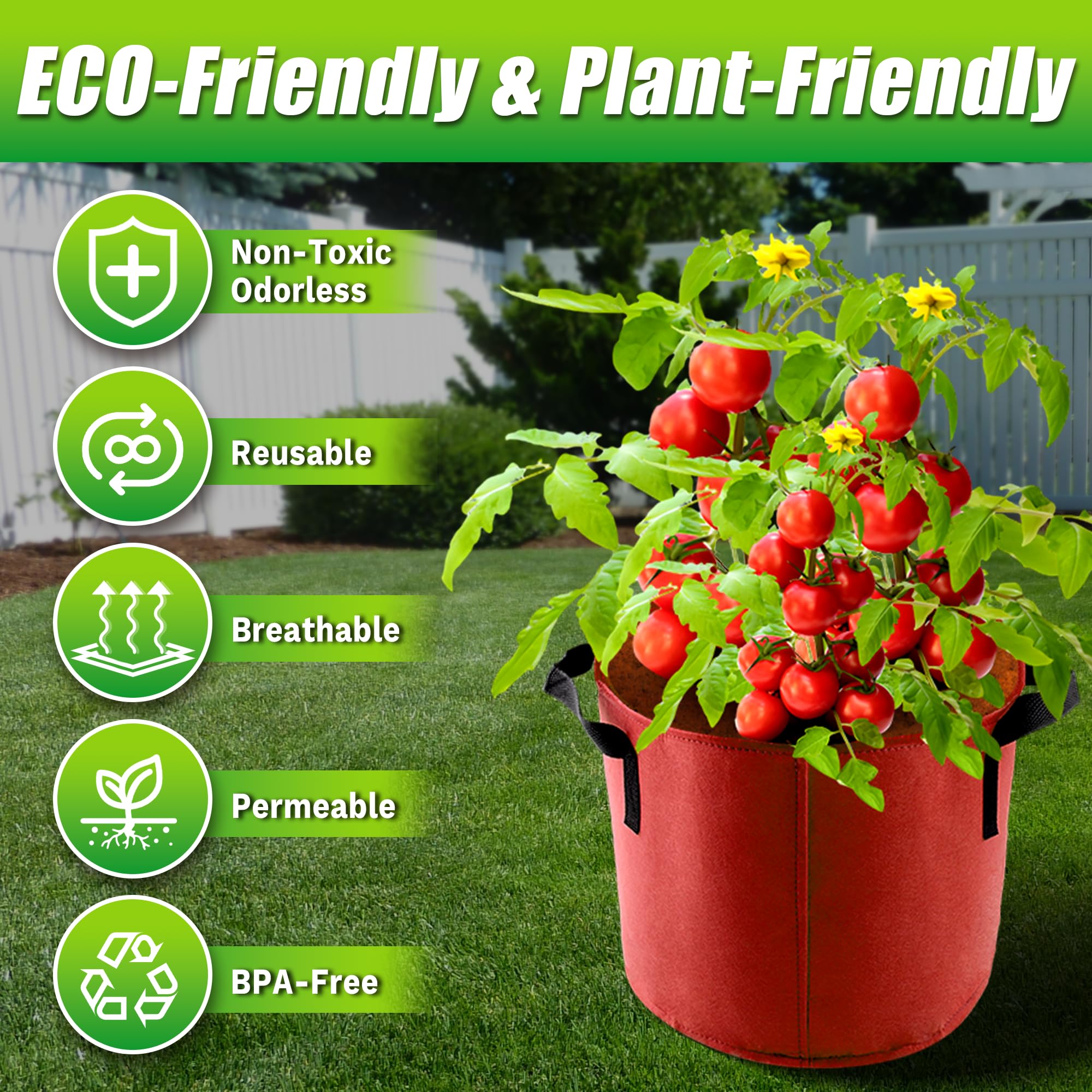 5 Gallon Grow Bags - 7 Pack Colorful Fabric Plant Pots with Handles for Gardening, Vegetables, Flowers & Outdoor Planting - Perfect for Raised Beds, Container Gardening & Balcony Plants