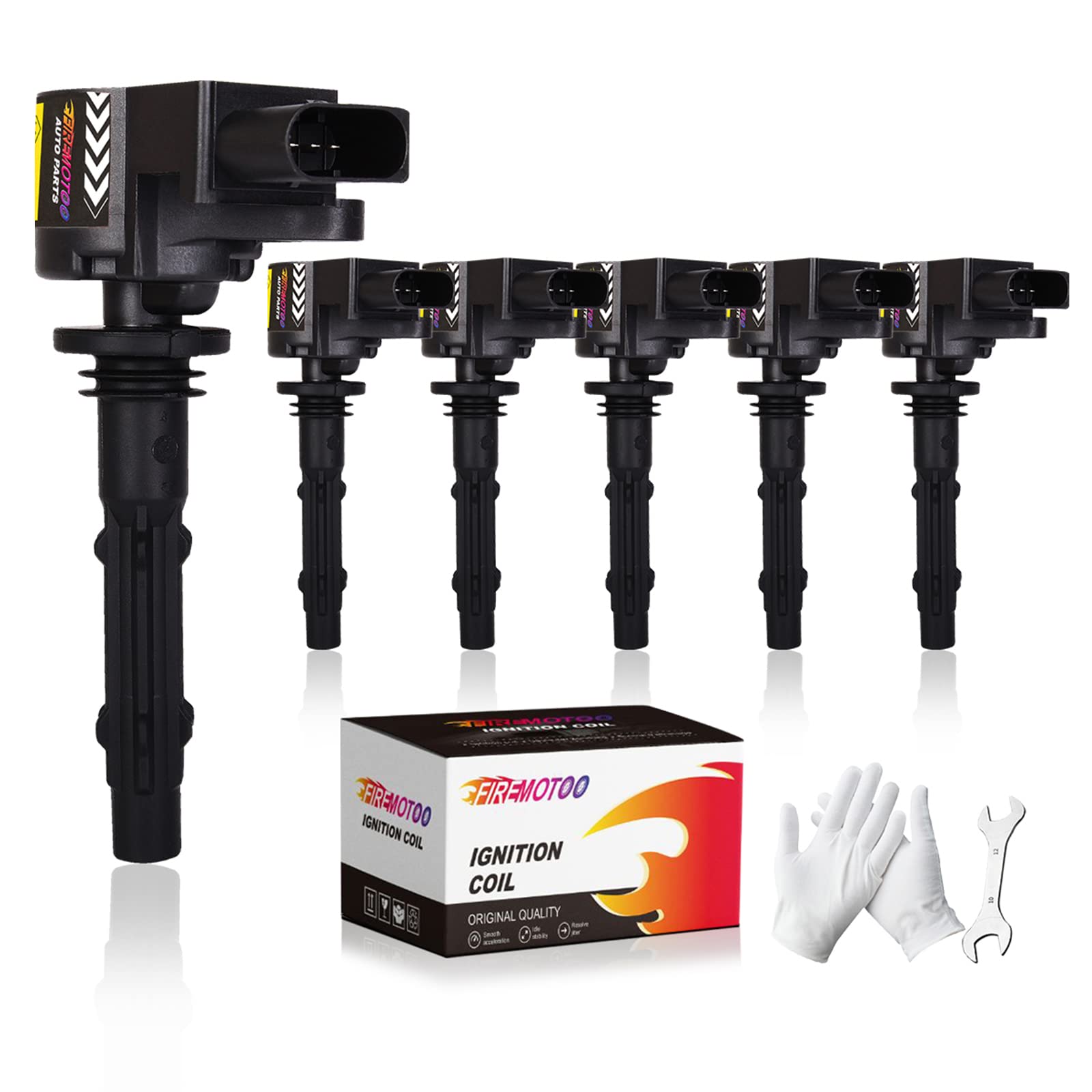 6 Pack Ignition Coil Pack Compatible with Mercedes-Benz C300 E350 CL550 CLS550 E550 SL550 2006-2012 (5.5L V8) - UF535 UF-535 C1691 A2729060060 0001501980 19005267 - Perfect for Engine Performance & Smooth Driving