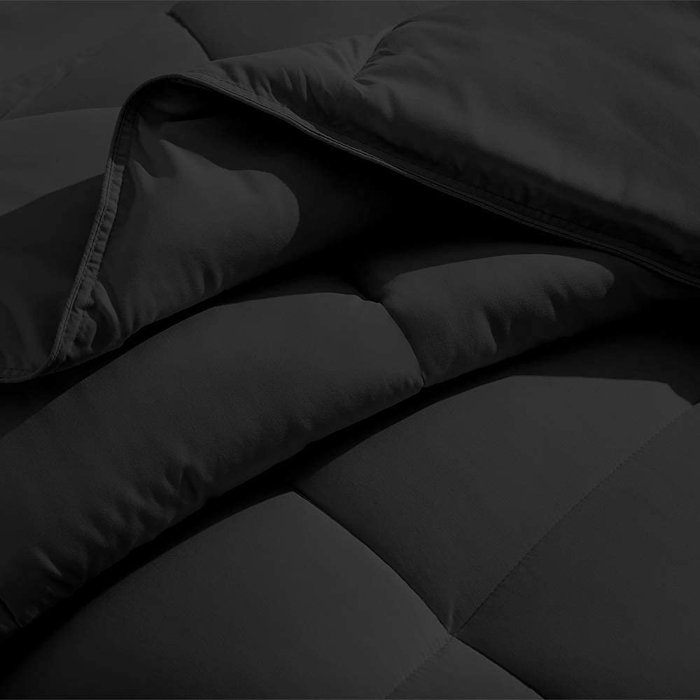 Luxury Soft 300 GSM Comforter & 4-Piece Sheet Set - Queen Black for Bedroom Decor