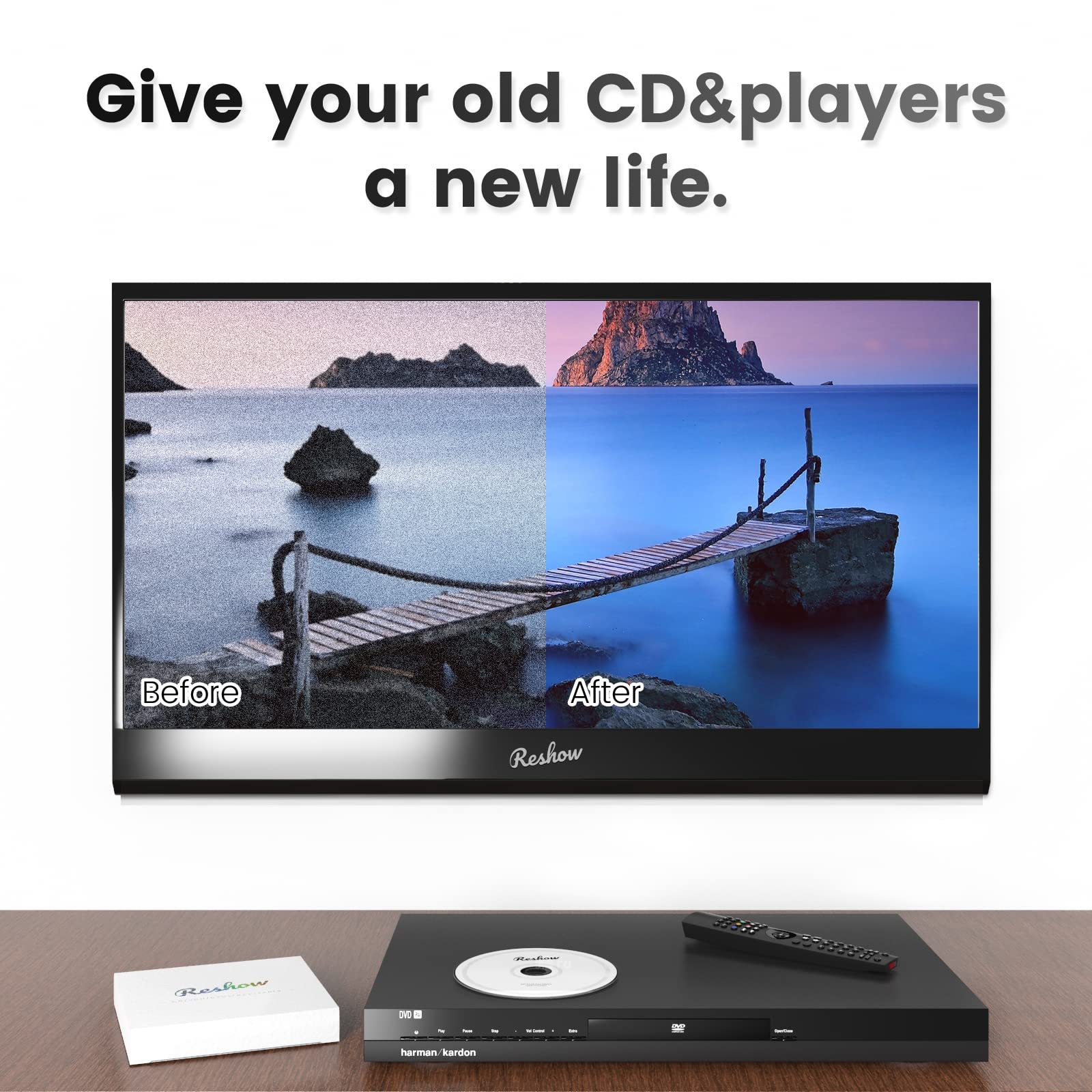 Reshow CD Player Cleaner Kit - Professional Laser Lens & Disc Cleaning Set for CD/VCD/DVD Players | Includes Microfiber Cloth, Cleaning Disc & Solution | Perfect for Home Audio Systems & Car Stereos