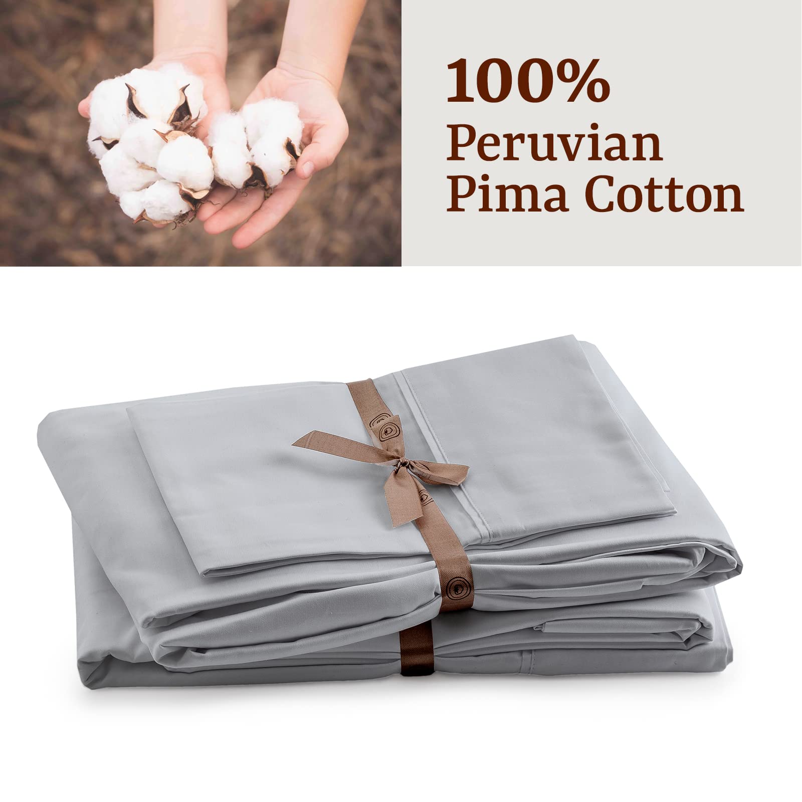 Premium 100% Peruvian Pima Cotton Twin XL Sheet Set - 3 Piece Percale Bedding with 415 Thread Count - Breathable & Cooling Sheets in Slate Color - Perfect for Hot Sleepers & Luxury Bedrooms