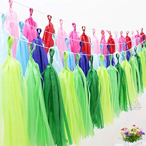 DIY Tissue Paper Tassel Garland - 20PCS Green 35CM Hanging Decorations for Party, Wedding, Baby Shower & Festival Decor | Perfect for Wall Decor, Ceiling Hangings & Photo Backdrops