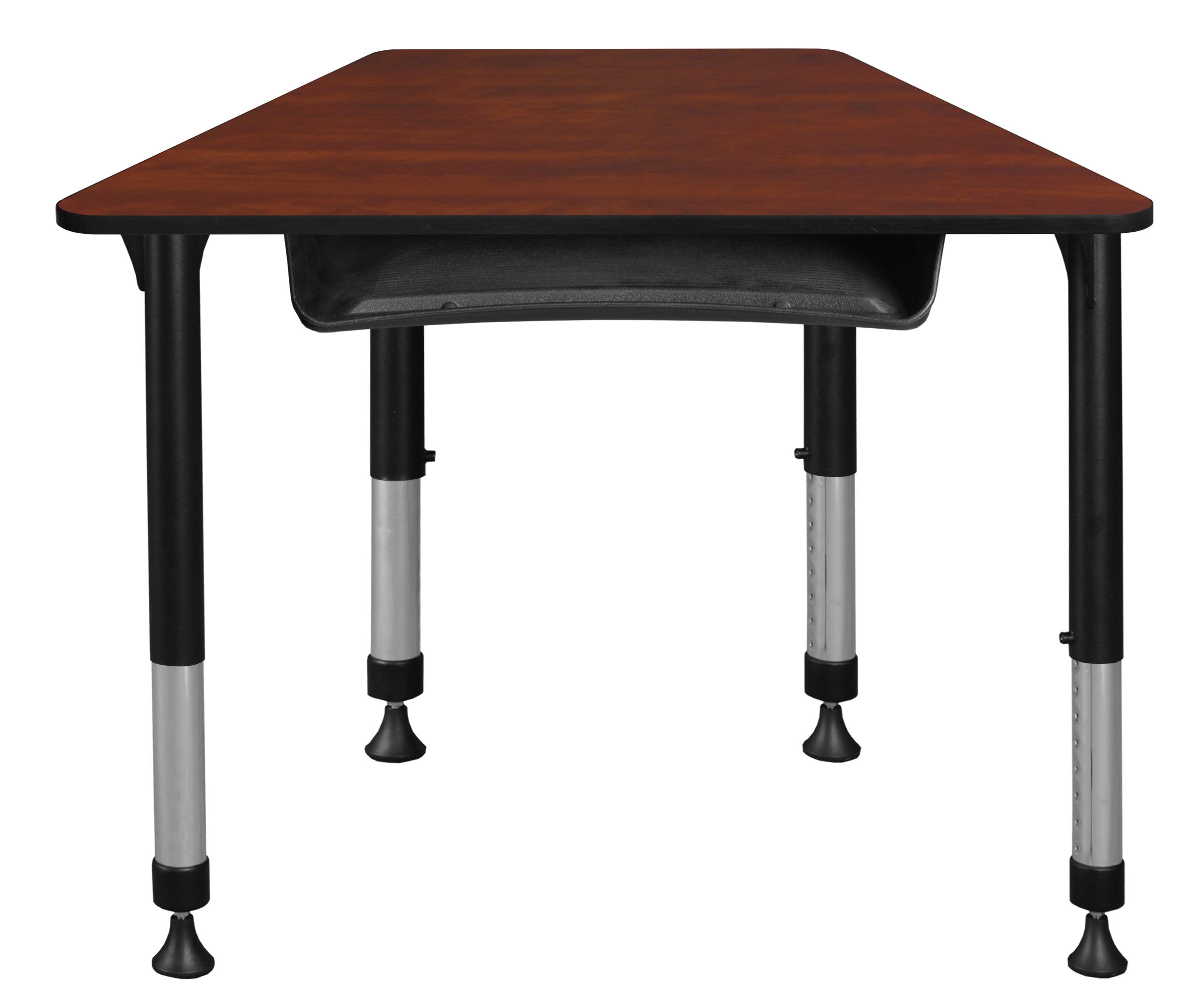 Regency Height Adjustable Trapezoid School Desk with Storage - 36x23 Inches, Cherry Finish - Perfect for Students, Homeschooling & Small Spaces
