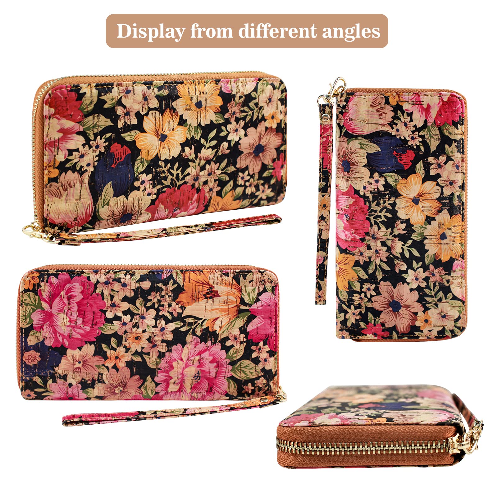 Boshiho Vegan Cork Wallet for Women - Eco-Friendly Smartphone Clutch Purse with Card Holder & RFID Protection | Perfect for Travel, Shopping, and Everyday Use