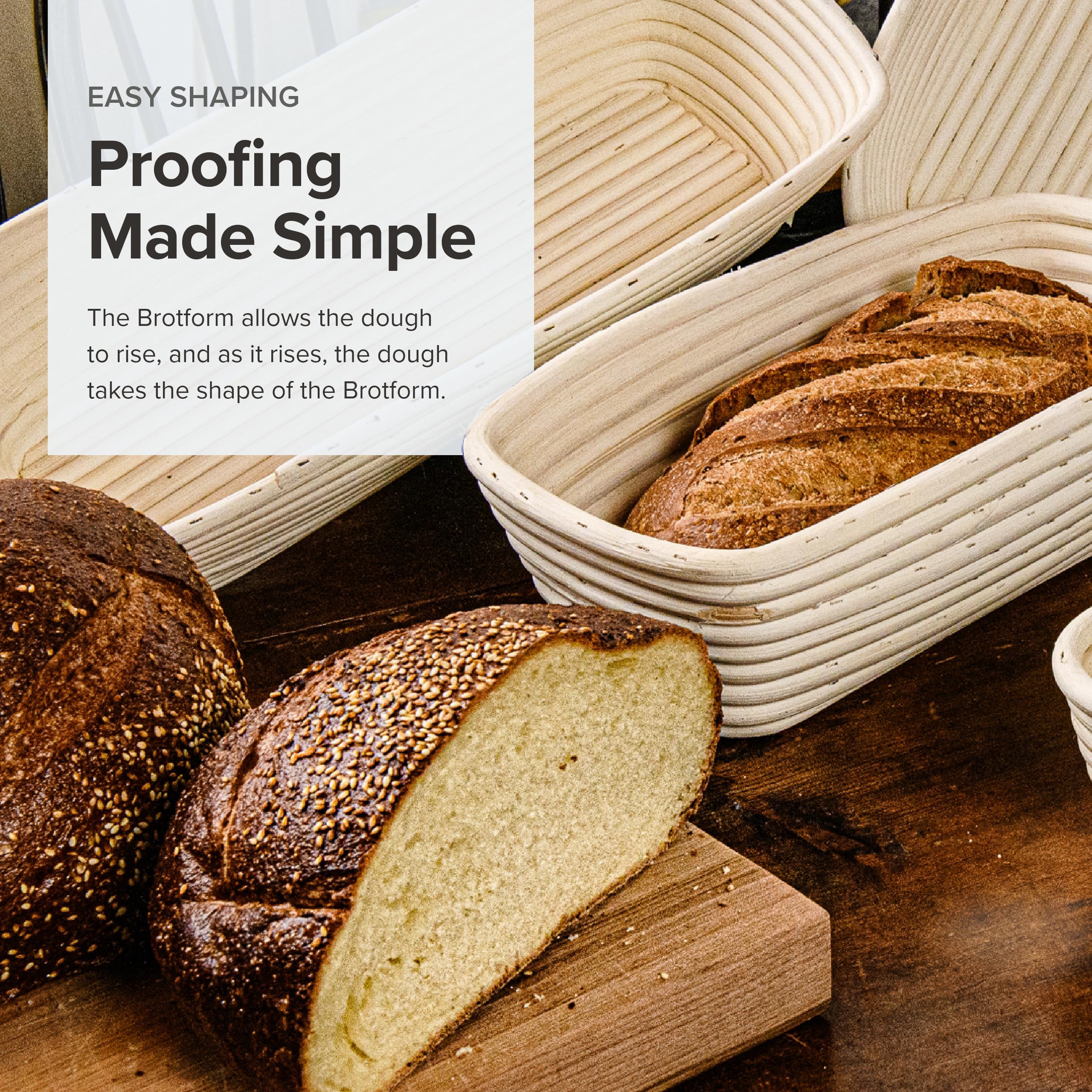 Frieling USA 12 x 5.5 Inch Rectangular Sourdough Proofing Basket with Liner - Professional Bread Baking Tool for Artisan Sourdough, Homemade Bread Rising - Perfect for Home Bakers & Bread Making Enthusiasts