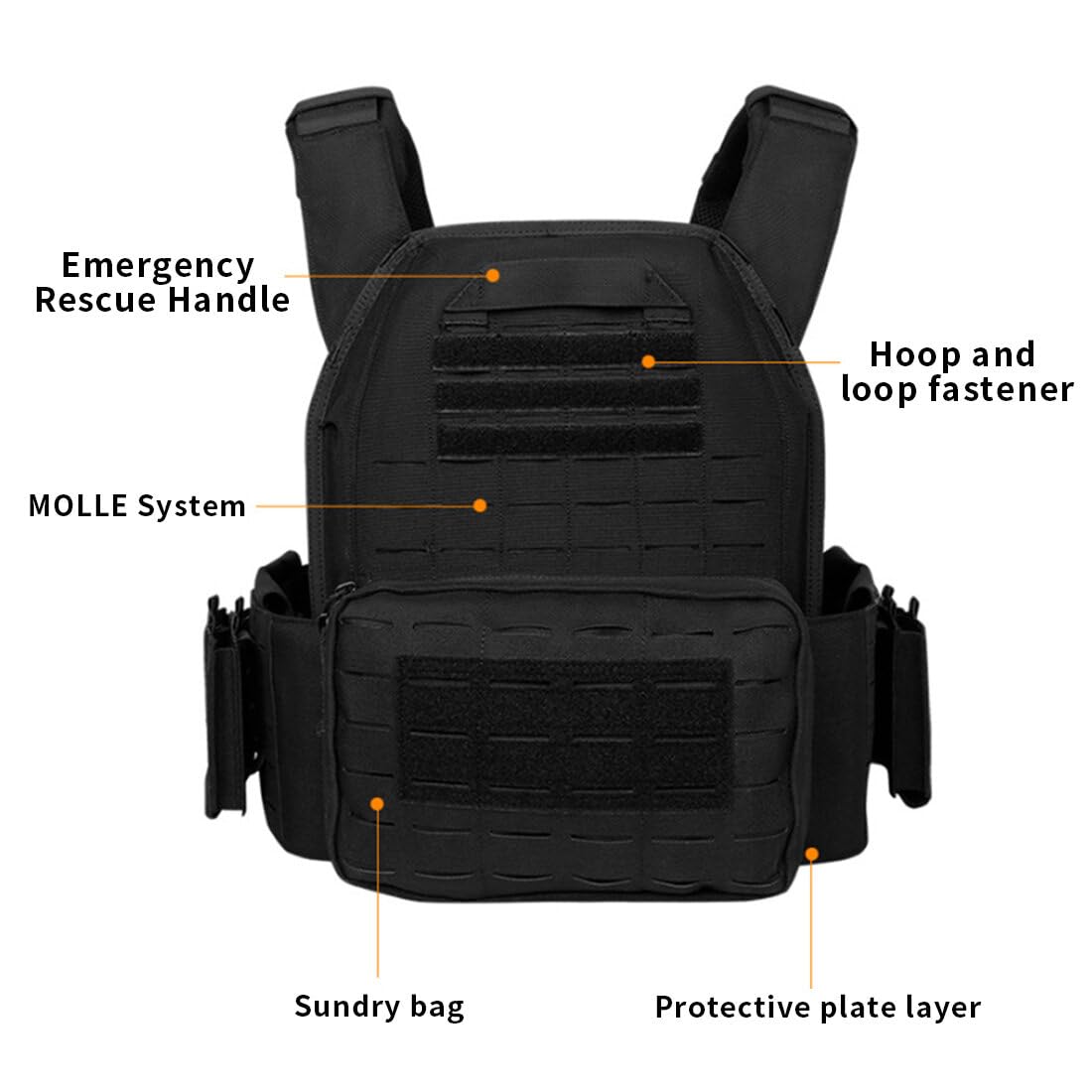 Aetheria Tactical Quick Release Vest - Adjustable Lightweight Body Armor for Men & Women, Waterproof Multi-Purpose Outdoor Training Gear for Hiking, Camping & Airsoft