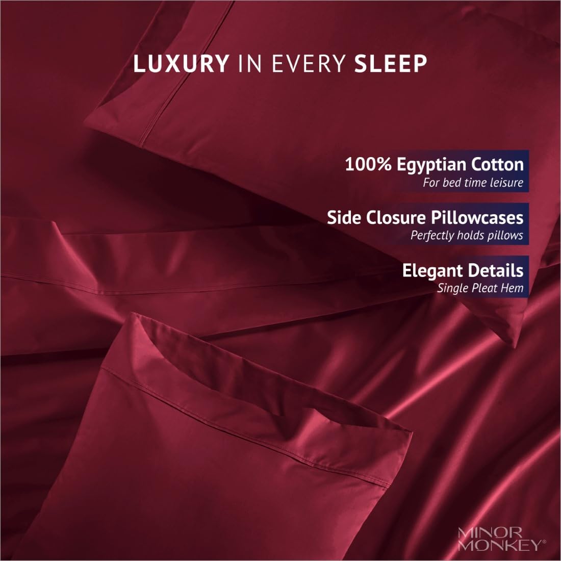 Luxury 1000 Thread Count Egyptian Cotton Sheets Set - King Size 4-Piece Bedding with 16