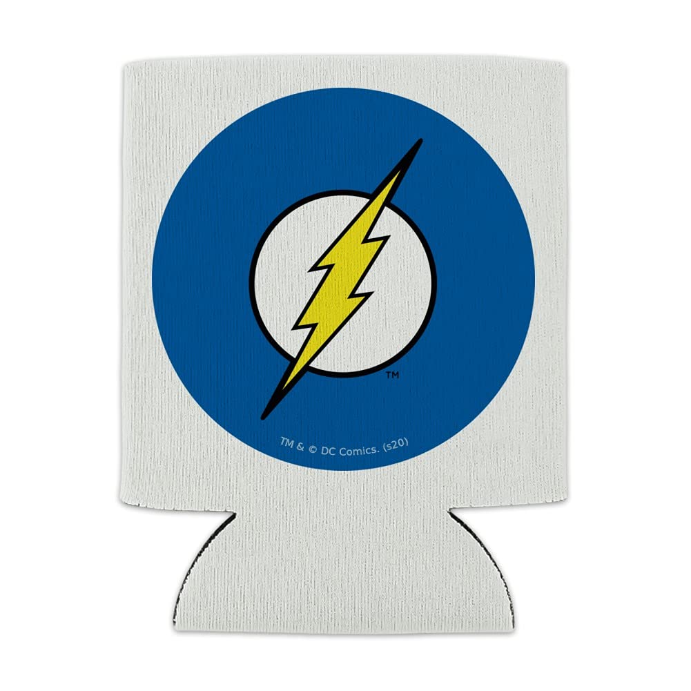 The Flash Lightning Bolt Logo Insulated Can Cooler - Collapsible Drink Sleeve for Beer & Soda - Superhero Themed Beverage Holder for Parties, BBQs & Game Nights
