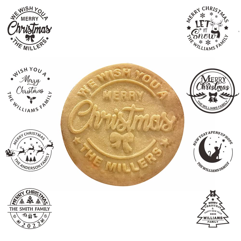 Personalized Wooden Christmas Cookie Stamp Set - Custom Holiday Cookie Decorations for Baking, Cupcakes & DIY Home Decor - Perfect for Christmas Gifts & Festive Baking Parties