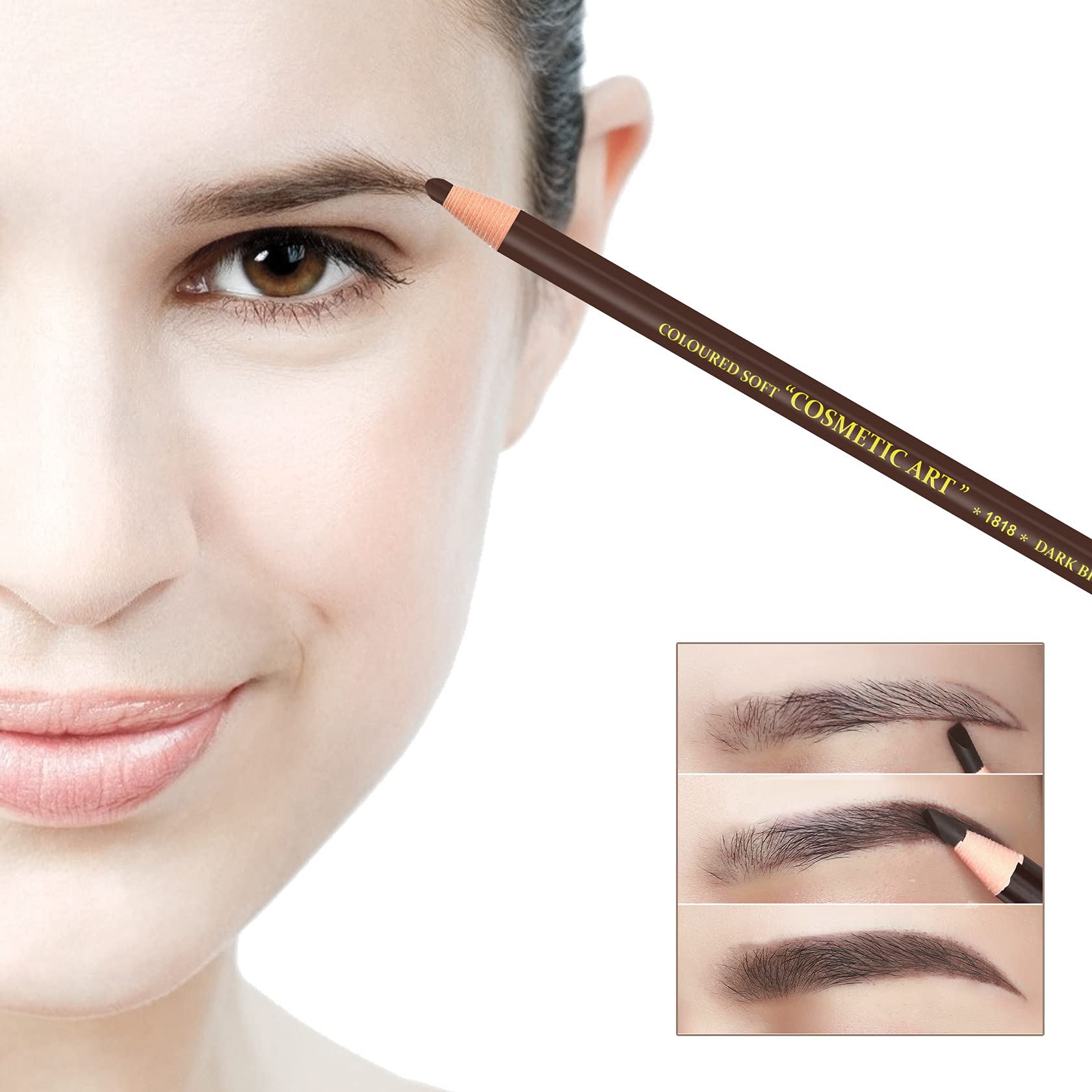 Waterproof Eyebrow Pencil Set - 12Pcs Microblading Kit with Stencil & Tools for Marking, Filling & Outlining | Perfect for Salon, Home Use & Professional Makeup Artists