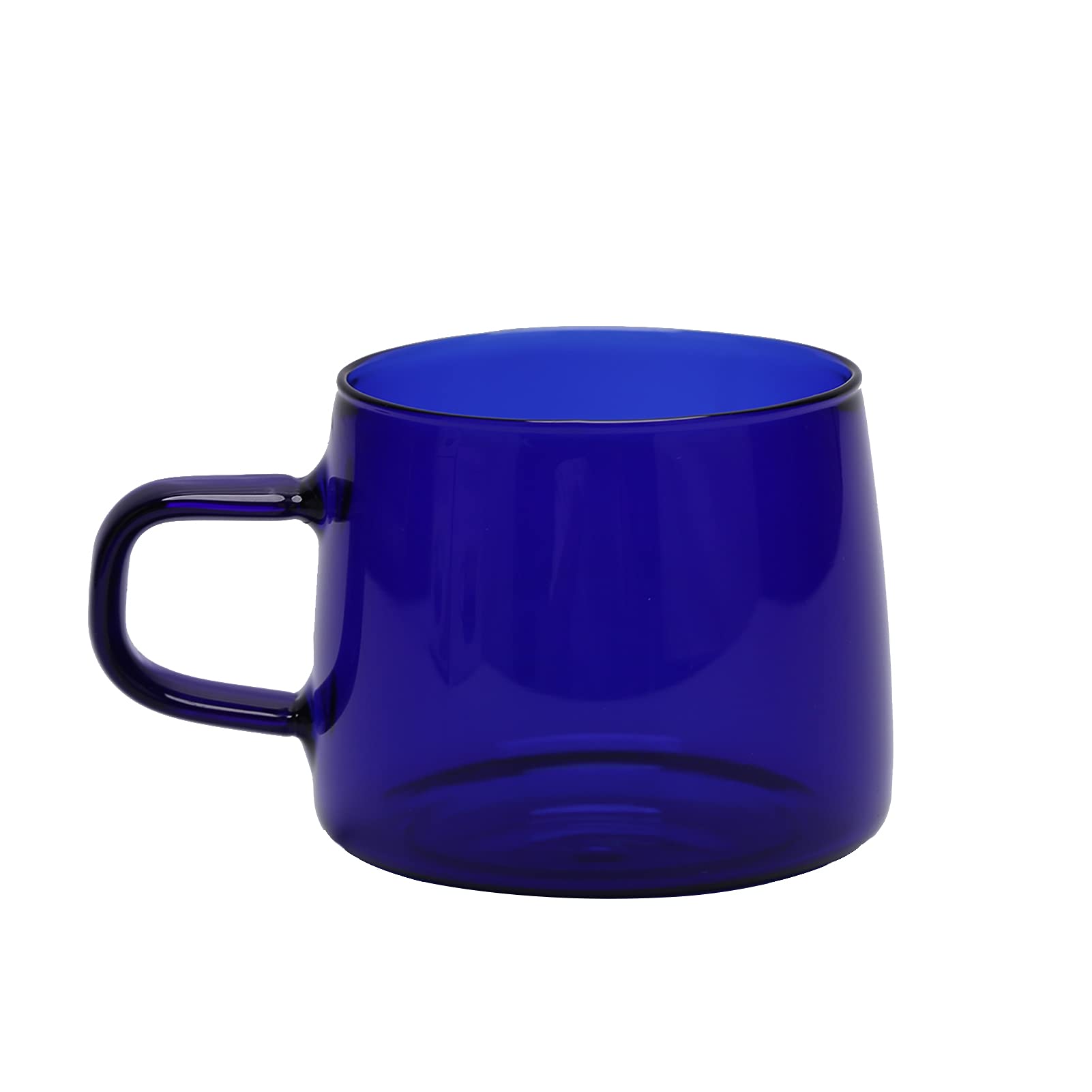 350ml Colored Glass Coffee Mugs - Crystal Clear Handle Mug for Hot or Cold Drinks, Perfect for Latte, Tea, Iced Coffee - Ideal for Home, Office & Cafe Use (Blue)