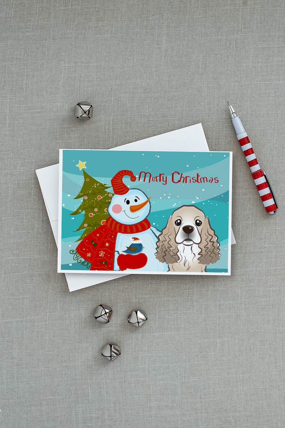 Snowman with Cocker Spaniel Greeting Cards - Pack of 8 Blank A7 Note Cards (5x7 inches) with Envelopes - Whimsical Winter Holiday Cards for Christmas, Thank You Notes & Special Occasions