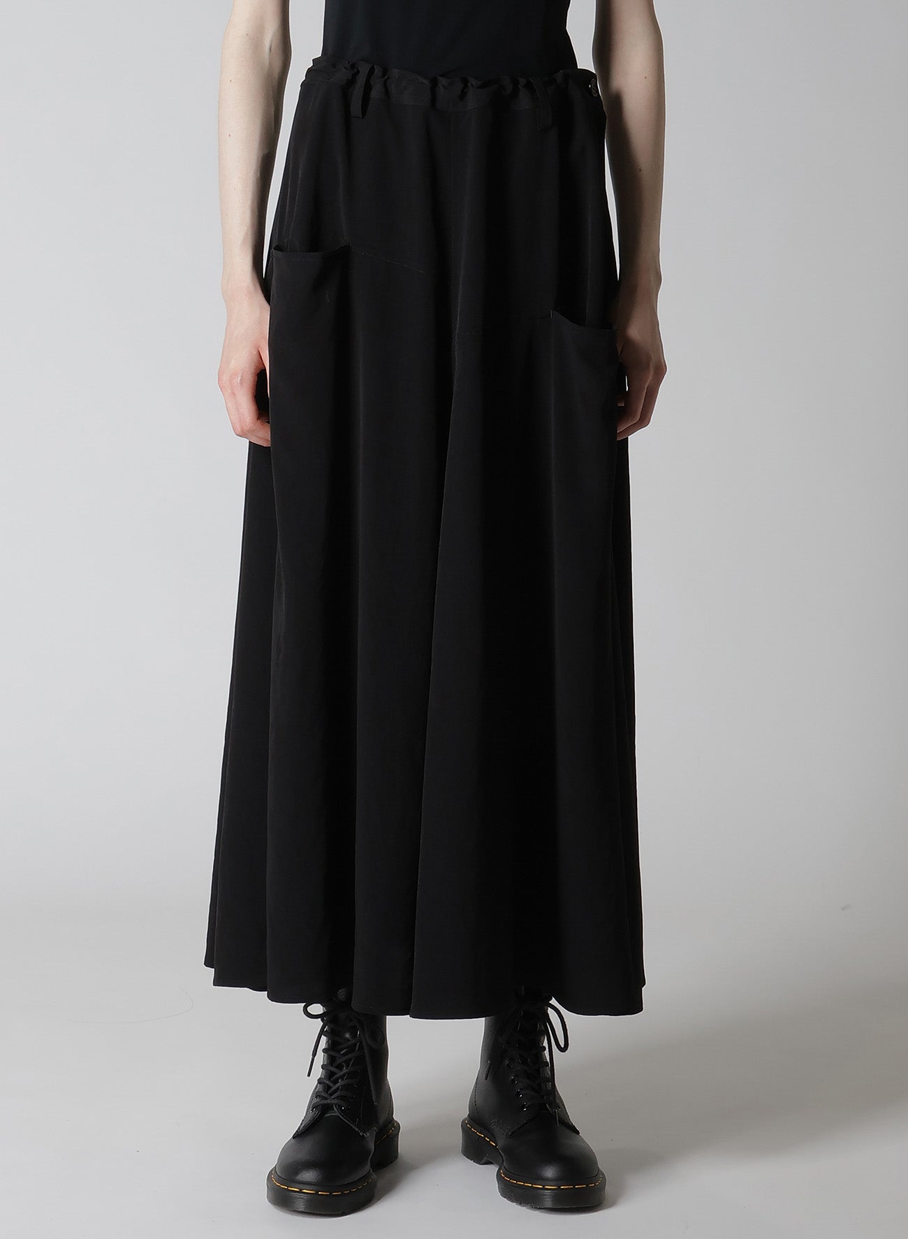 Elegant Crepe de Chine Front Panel Pocket Skirt - Women's Flowy Midi Skirt for Office, Party & Casual Wear