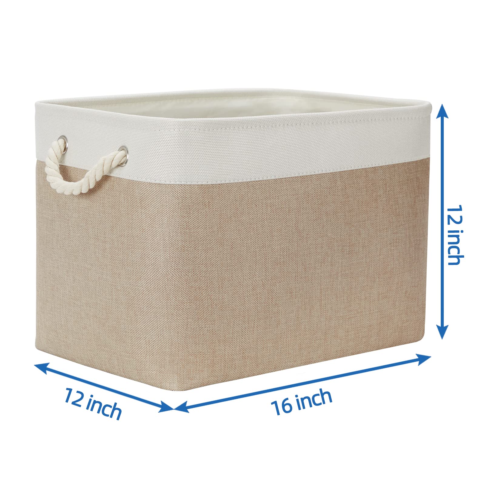 6-Pack Small Fabric Storage Baskets with 2 Decorative Bins - White & Khaki (11.8