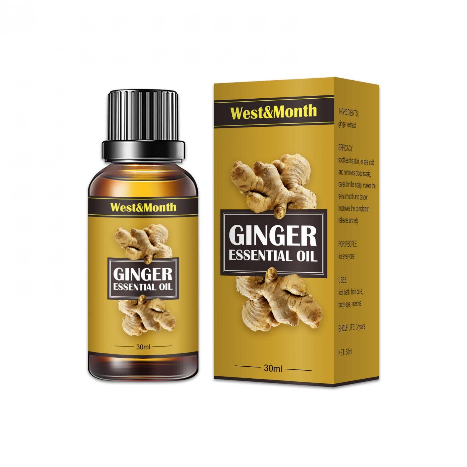Premium Slimming Ginger Oil for Belly Fat & Detox - Anti-Cellulite Massage Oil with Natural Ginger Extract - Cold Repellent & Relaxing Body Oil - Perfect for Weight Loss, Spa & Home Massage (30ml/1pc)