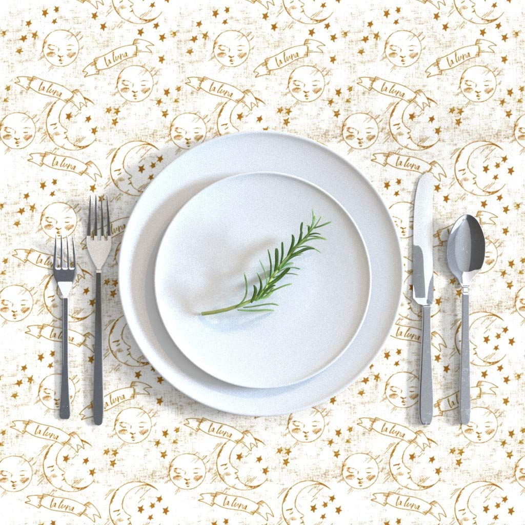 Custom Zodiac Neutral Gold Moon Stars Tablecloth 70