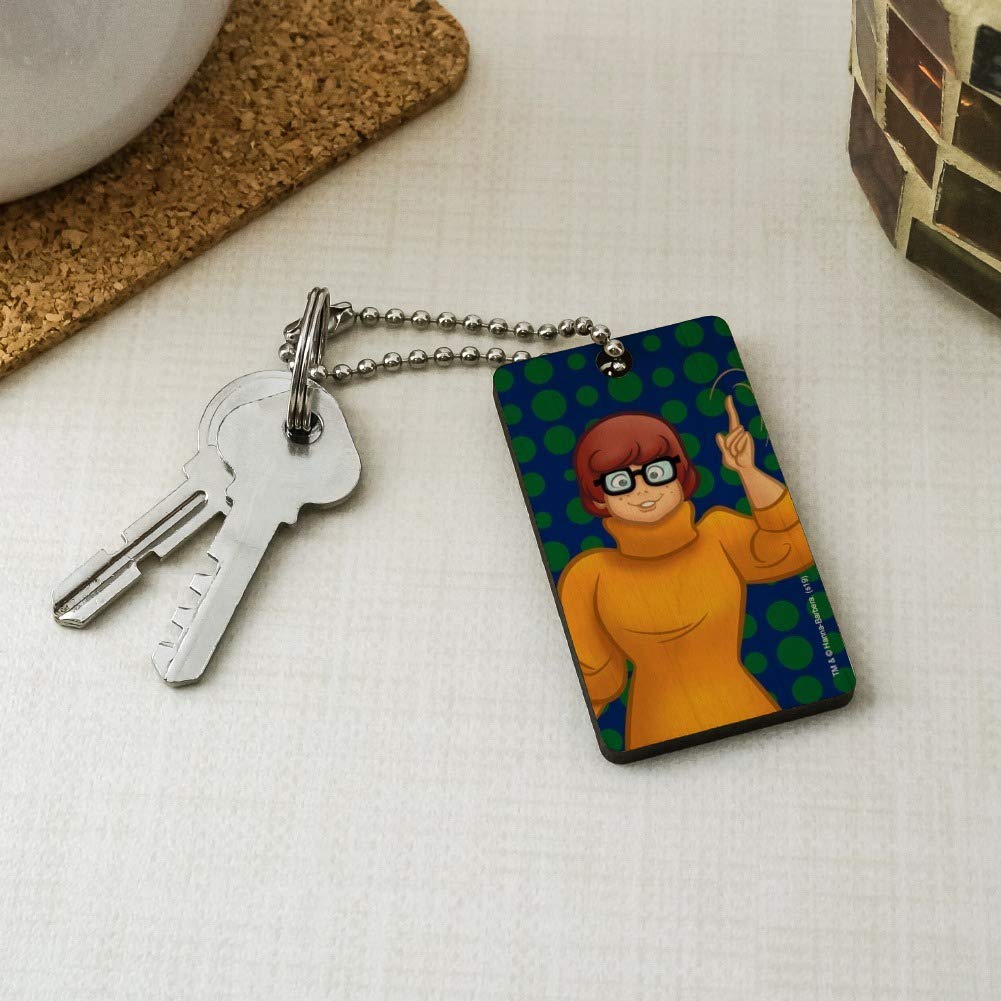 Scooby Doo Velma Character Wooden Rectangle Keychain - Cartoon Inspired Key Ring for Fans - Perfect for Backpacks, Gifts, and Collectibles