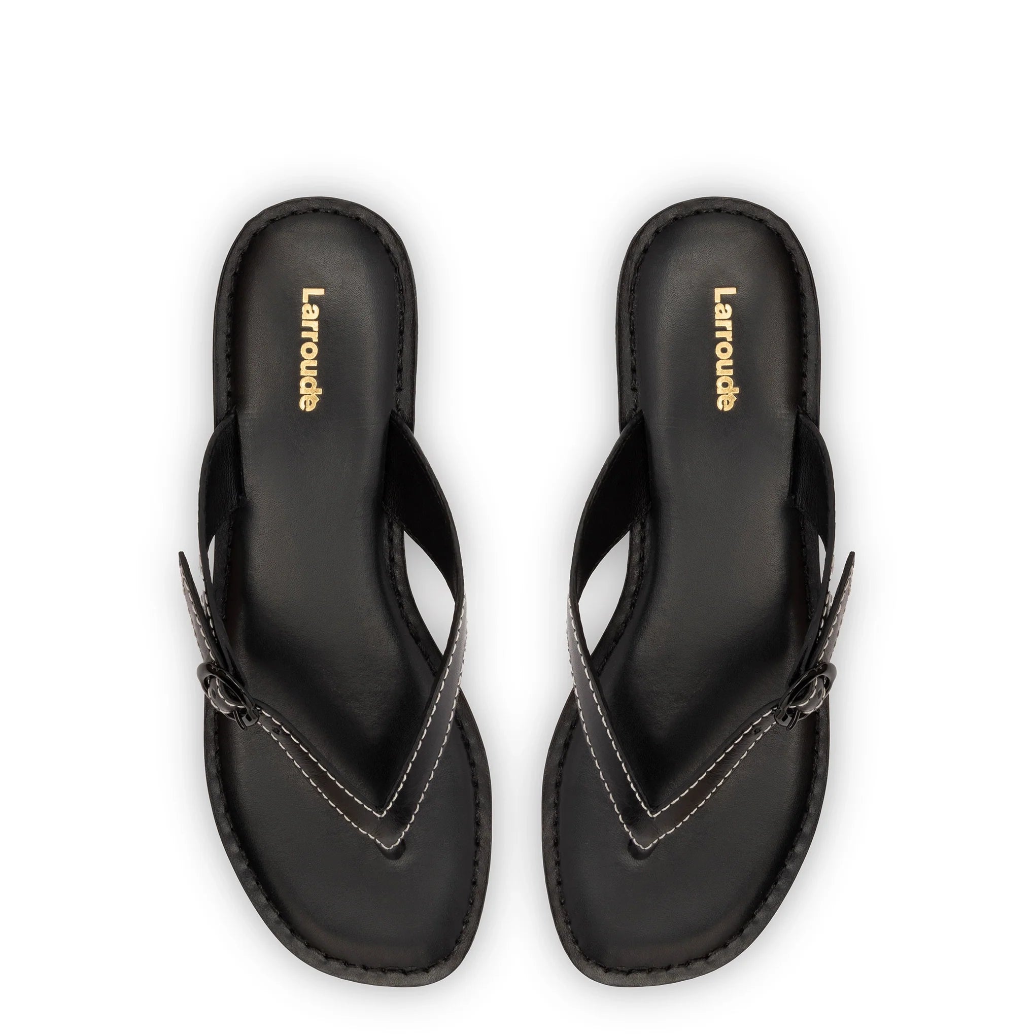 Mary Kate Women's Flat Sandal - Comfortable Black Leather Flip Flops for Beach, Vacation & Summer Walking