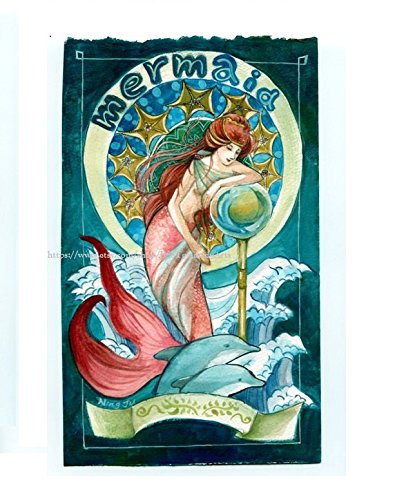 Mermaid Portrait Watercolor Print - Fine Art Letter Size Wall Decor for Home, Office & Nursery | Elegant Sea Theme Painting