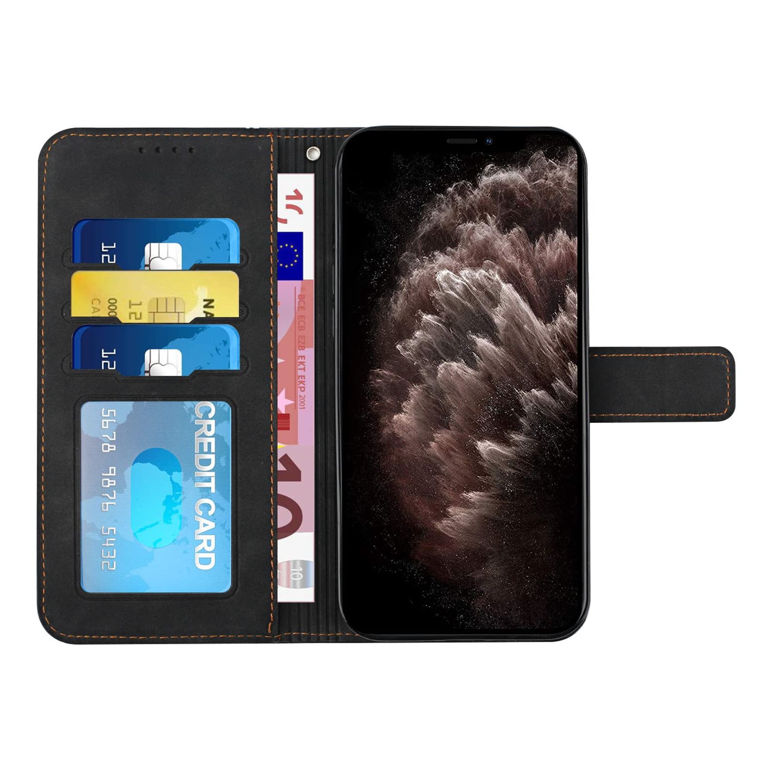 Premium PU Leather Magnetic Flip Wallet Case for Moto G Stylus 2021 - Built-in Kickstand & Card Slots | Full Protection Cover for Motorola G Stylus 2021 (Black) | Perfect for Work, Travel & Daily Use