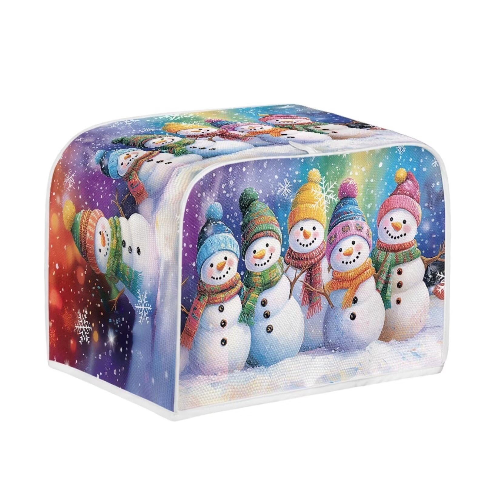 Snowman Print 2-Slice Toaster Cover - Washable & Dustproof Kitchen Accessory for Bread Maker & Oven Protection | Cute Purple Kitchen Decor for Holiday & Winter Season