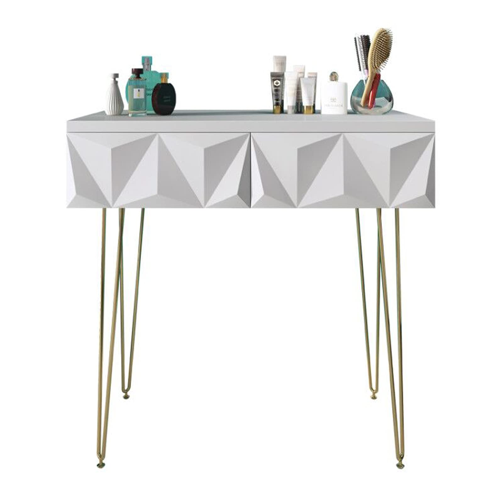 **Vanity Set Makeup Dressing Table with Drawers - 90CM Compact White Multi-Function Desk for Small Spaces, Bedroom & Women's Dresser | Perfect for Makeup, Skincare & Jewelry Organization**