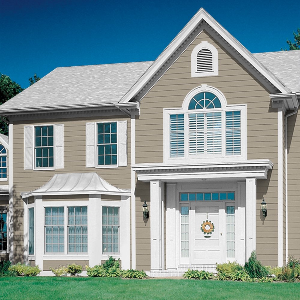 Glidden Exterior Paint and Primer in One - Greige/Stonehenge Greige, Satin Finish, 5-Gallon Bucket | One-Coat Coverage for Home Exteriors, Fences & Outdoor Projects