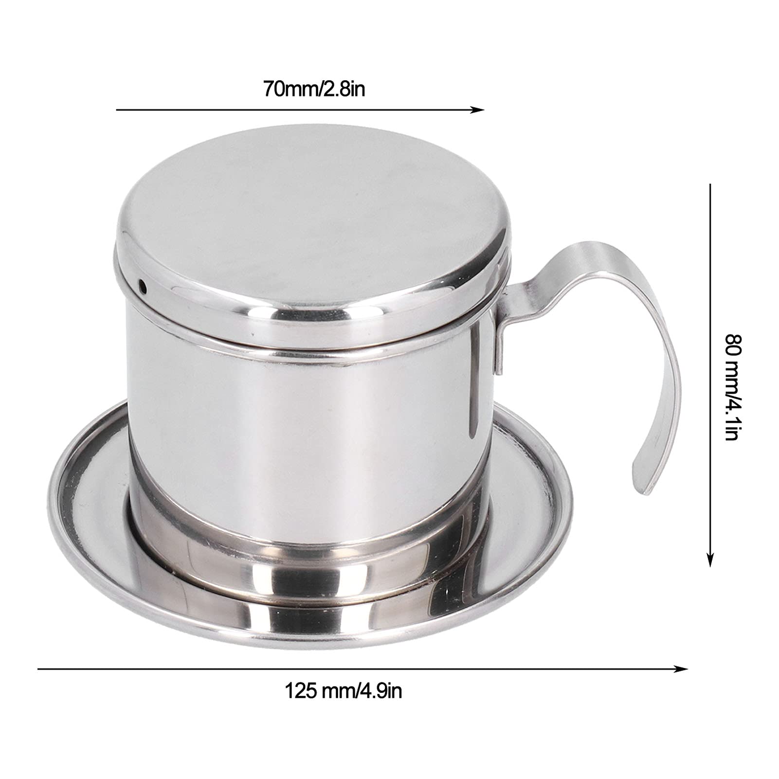Premium Vietnamese Coffee Filter - Stainless Steel Reusable Manual Drip Coffee Maker for Ground Coffee | Perfect for Home, Office & Camping Brewing