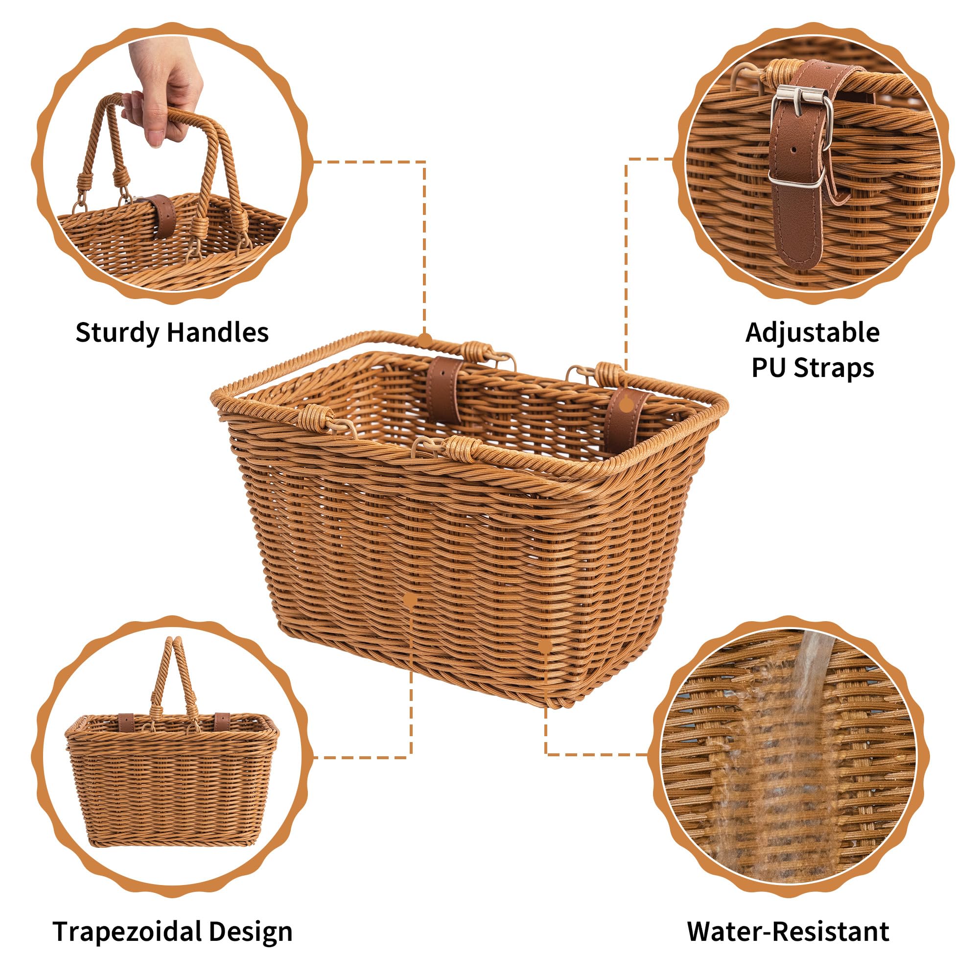 GRANNY SAYS Kids Bike Basket - Front Mount Wicker Bicycle Basket for Boys & Girls, 9.75