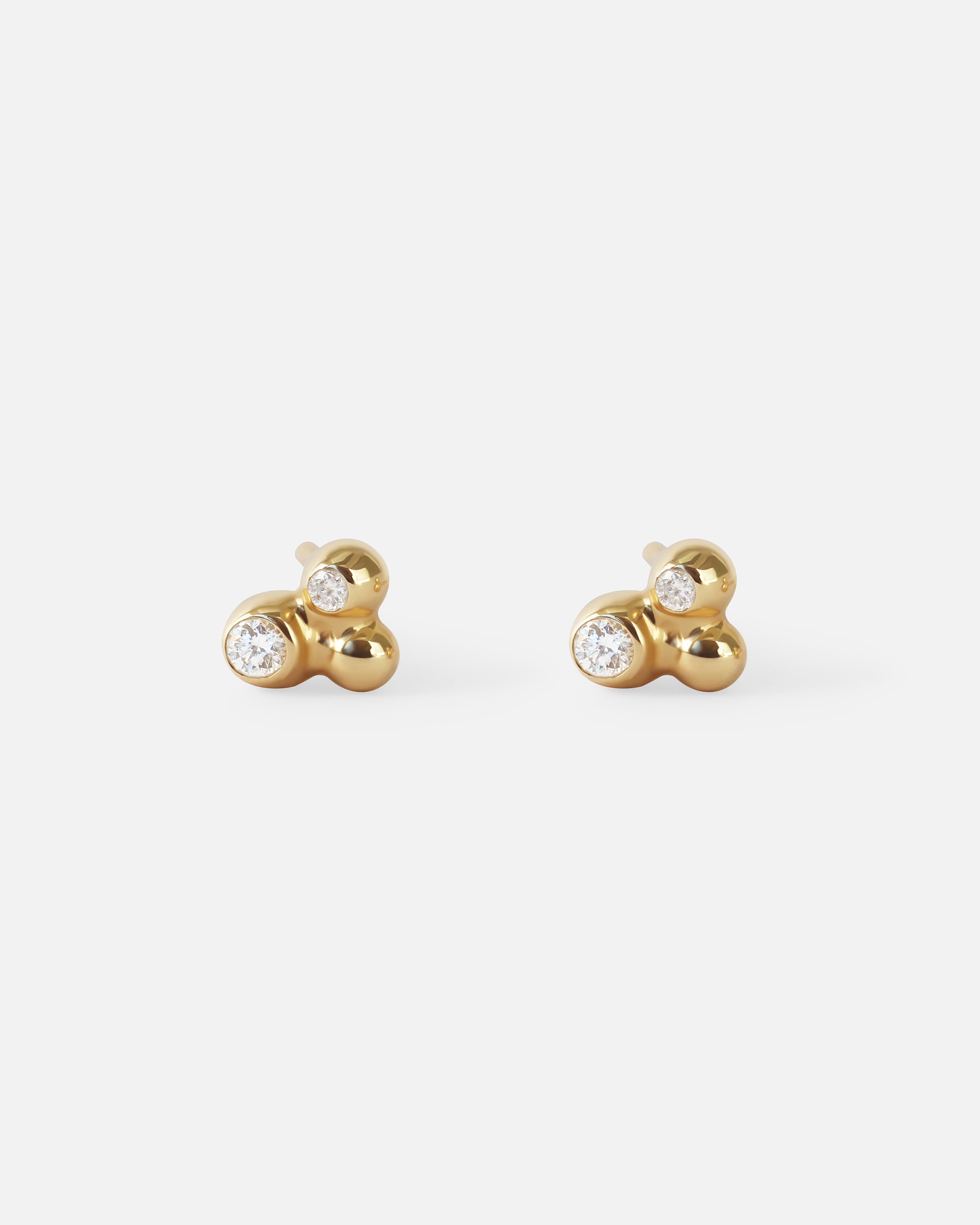 Petits Trio XS Diamond Stud Earrings - 14K Gold Plated Cubic Zirconia Earrings for Women, Girls | Perfect for Daily Wear, Parties, Weddings & Special Occasions