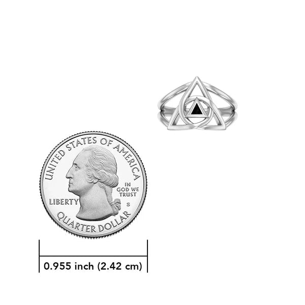Trinity Knot Sterling Silver AA Recovery Ring with Inlaid Stone - Handmade Custom Jewelry for Sobriety & 12-Step Programs - Perfect for Gifts, Anniversaries and Addiction Recovery Support