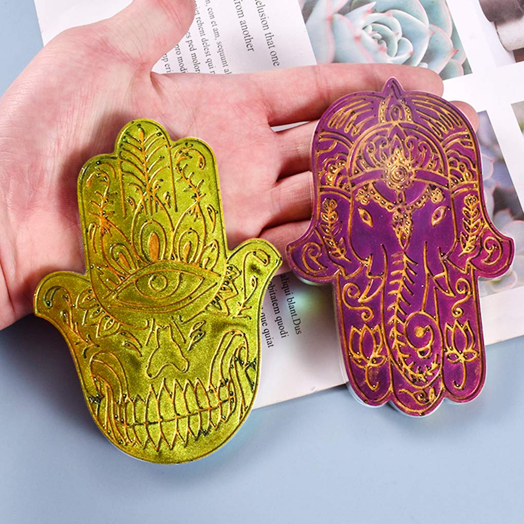 FineInno 2-Piece Resin Coaster Molds Set - Fatima Hand & Hamsa Silicone Molds for DIY Epoxy Resin Crafts, Cup Mats, Home Decor - Perfect for Coasters, Wall Art, and Gift Making