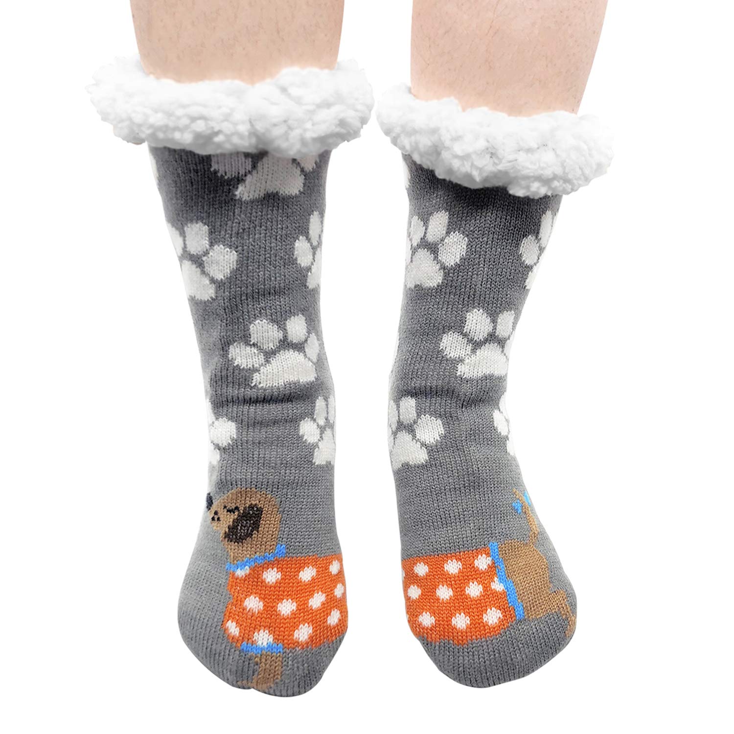 Belloxis Women's Non-Slip Thermal Slipper Socks - Warm Fuzzy Winter Socks with Anti-Slip Grips, Thick Fluffy Fleece Lining, Cute Animal Designs - Perfect for Indoor Comfort, Lounge Wear & Cold Weather Coziness
