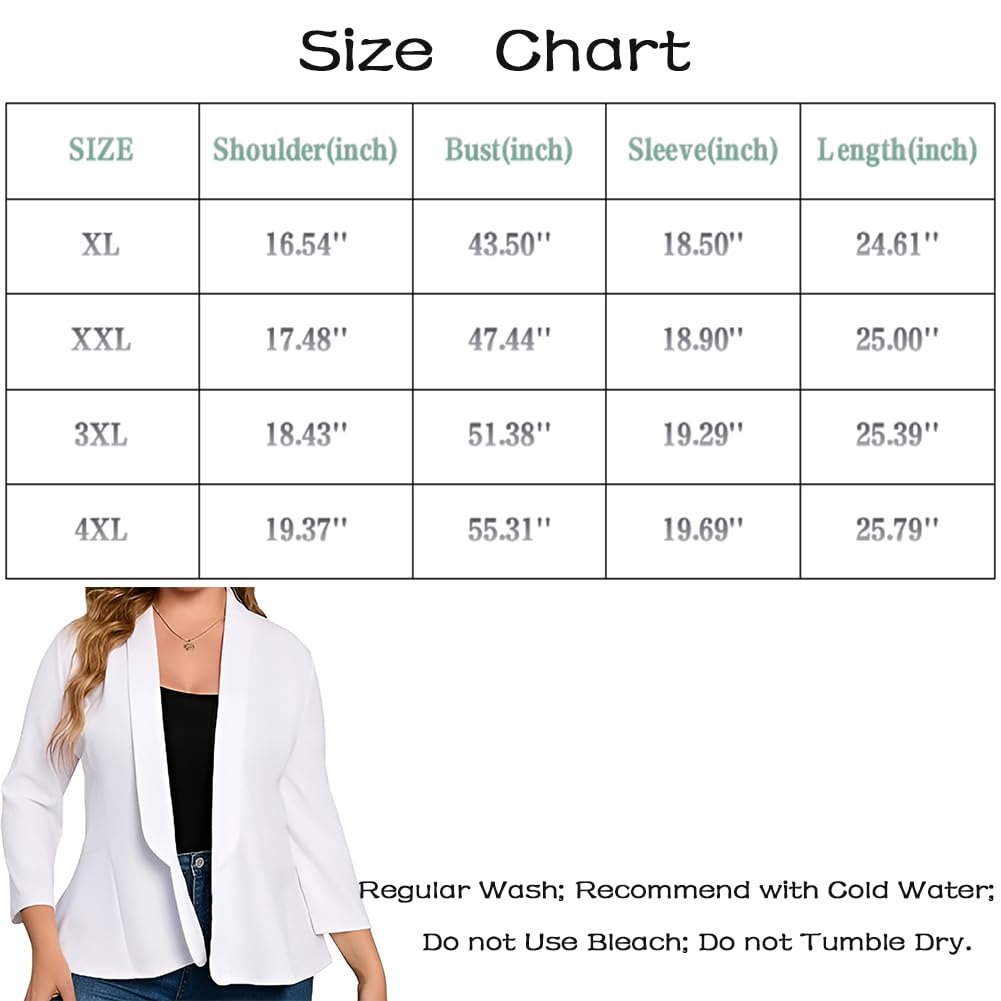 Plus Size Women's Lightweight Open Front Cardigan - 3/4 Sleeve Draped Cover Up for Spring | Casual Loungewear, Office Wear & Layering Piece