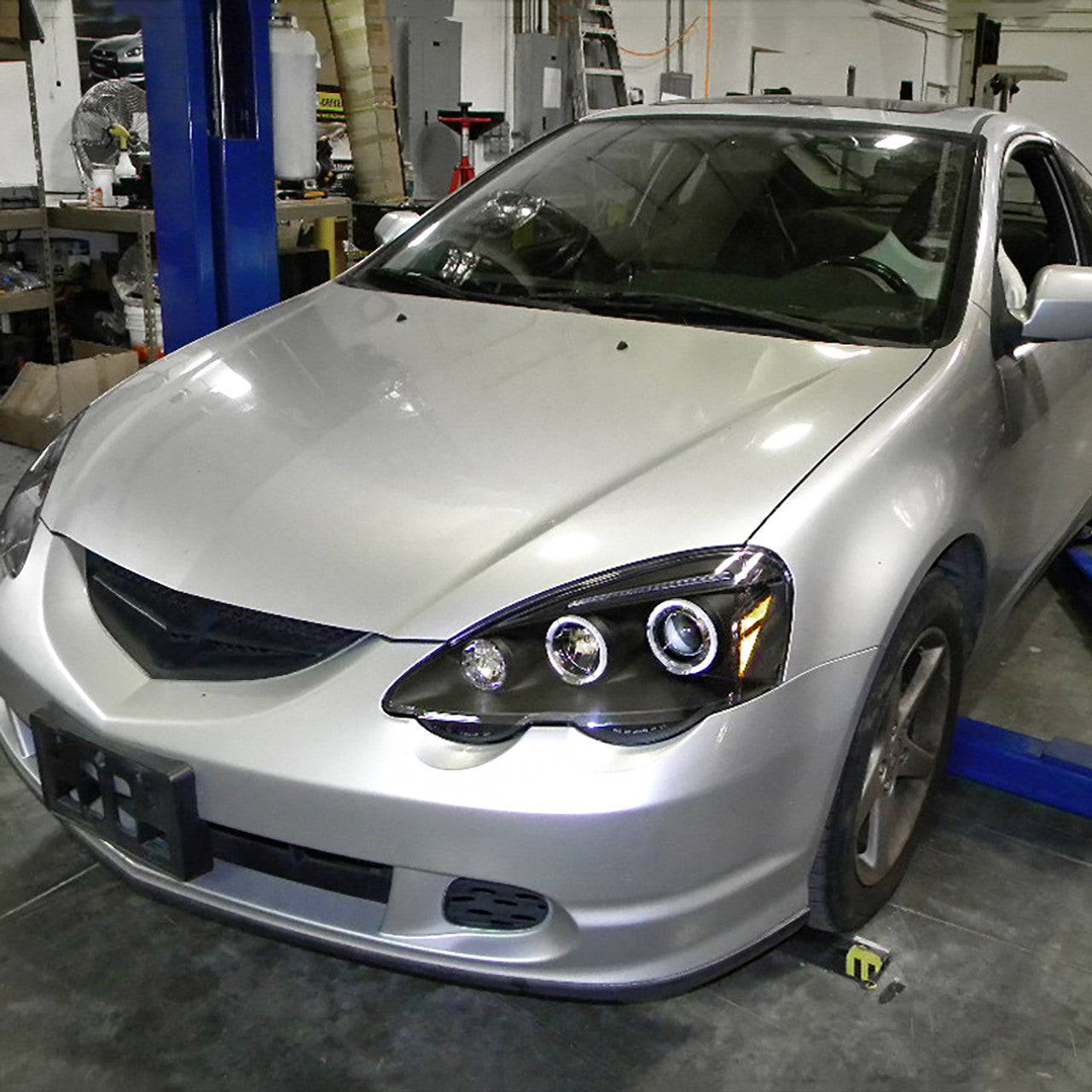 2002-2004 Acura RSX Halo Projector Headlights - Dual LED Angel Eye Headlight Assembly Replacement - Perfect for Night Driving & Car Upgrades