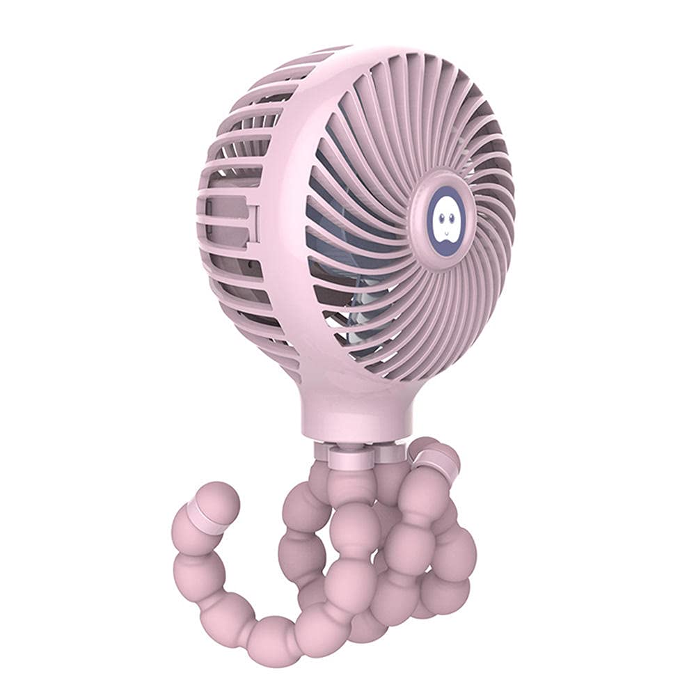 Mini Portable Octopus USB Desk Fan - Adjustable Handheld Hanging Fan with USB Charging for Office, Bedroom, Outdoor Use - Pink Cooling Fan for Summer