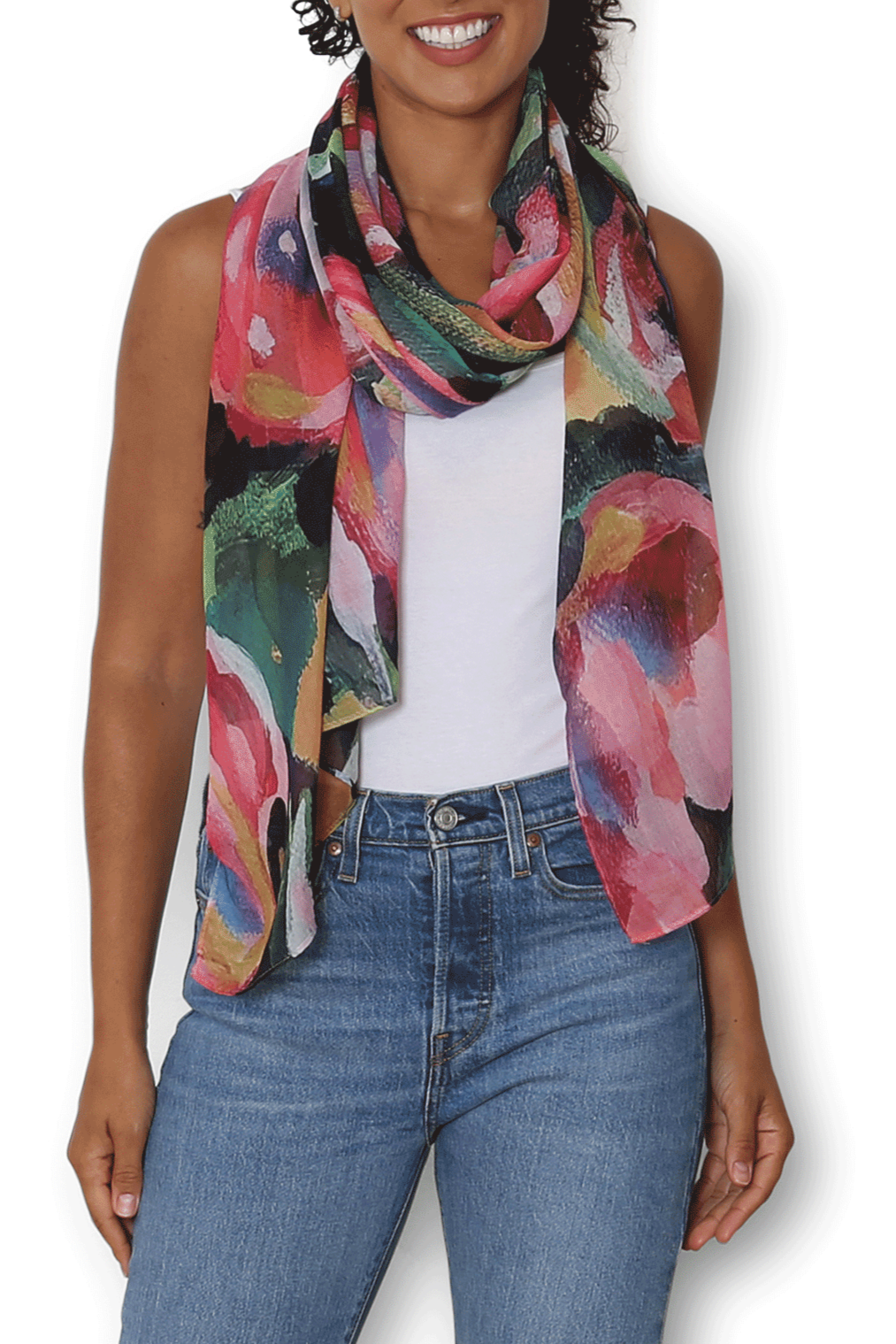 The Artists Label Floral Print Scarf - Lightweight & Stylish Fashion Accessory for Women - Perfect for Spring Outfits, Office Wear & Travel