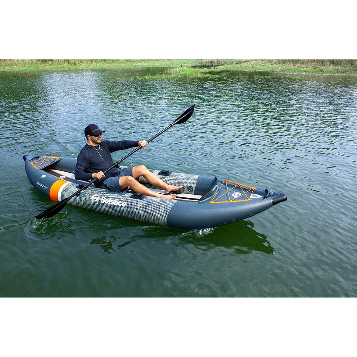 Solstice Scout Inflatable Fishing Kayak Kit - Portable 2-Person Fishing Kayak with Paddle & Pump - Perfect for Lakes, Rivers & Ocean Fishing Adventures