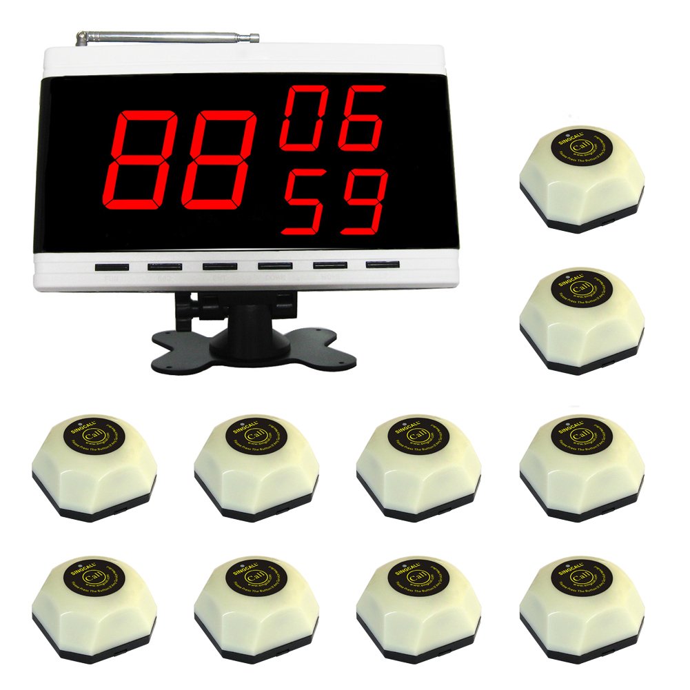 SINGCALL Wireless Nurse Call System - 10 PCS Call Buttons & 1 Receiver Display Panel for Hospitals, Nursing Homes & Senior Care Facilities - Easy Installation Emergency Alert Solution