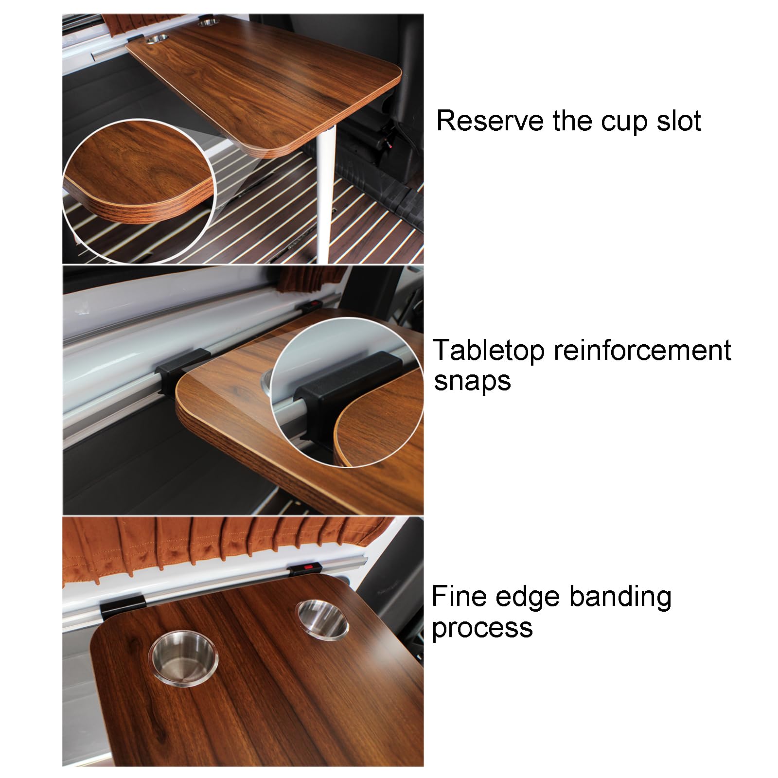RV Folding Wall Table - Lightweight Aluminum Foldable Picnic Table with Steel Pipe Bracket & Eco-Friendly Desktop | Removable Camping Table with Sink Cup Holder | Perfect for Campervans, Trailers & Outdoor Adventures
