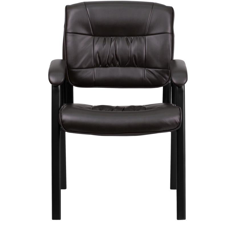 Premium FLASH Haeger Leather Executive Office Chair - Black Metal Frame Reception Seating for Professional Workspaces & Conference Rooms