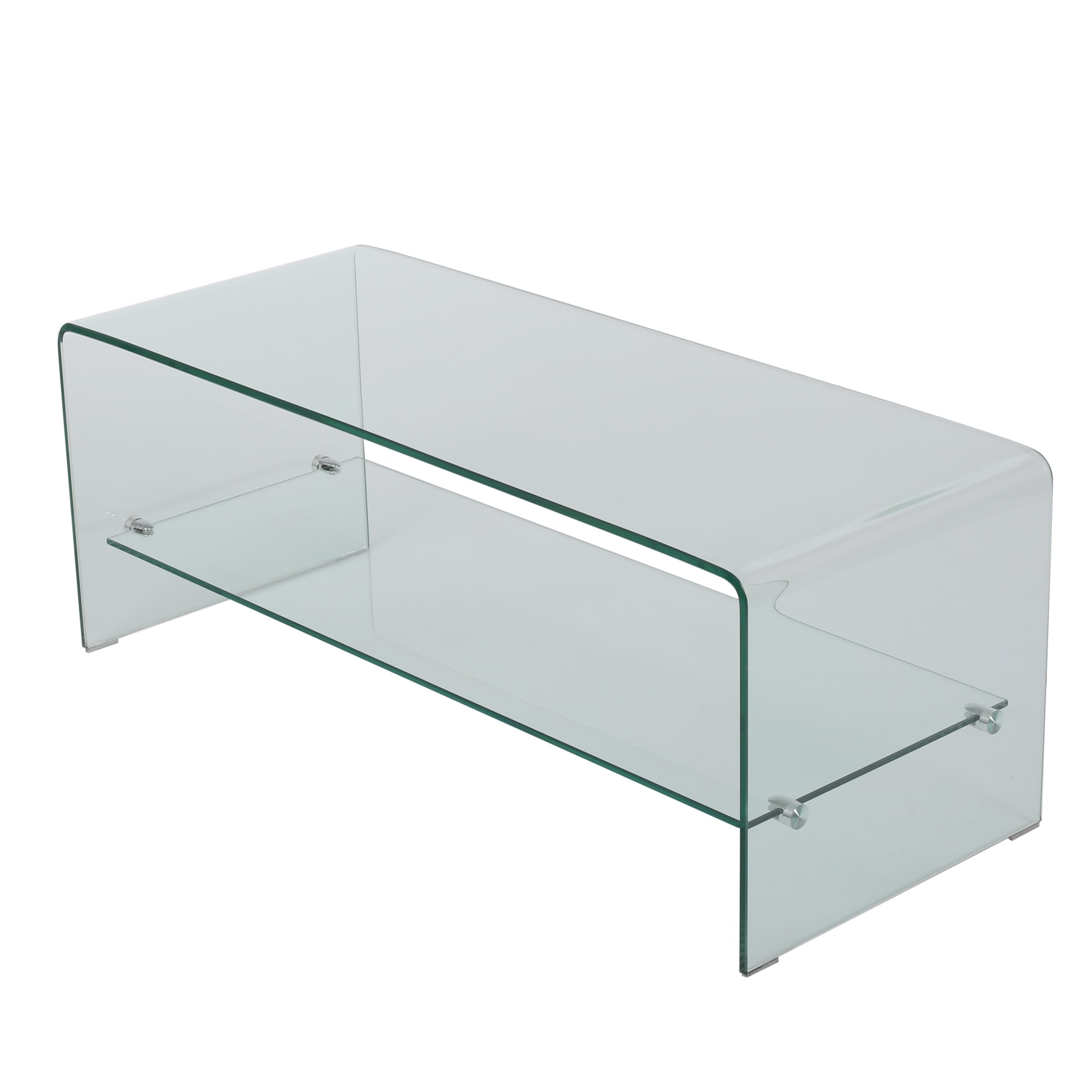 Christopher Knight Home Bartlet Tempered Glass TV Stand - Clear Modern Entertainment Center for Living Room, Bedroom & Home Theater