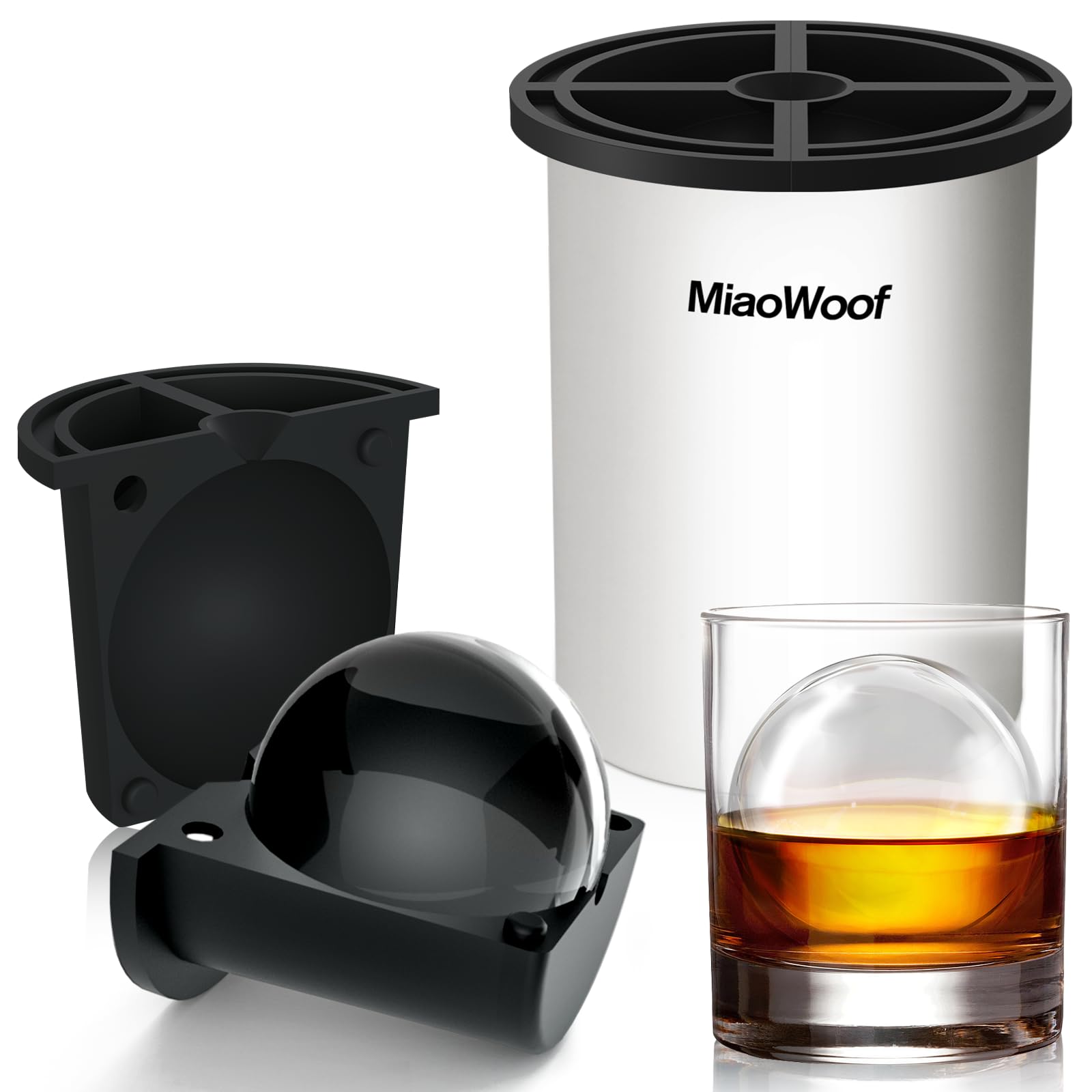 Premium 2.5 Inch Stainless Steel Clear Ice Ball Maker - Crystal Clear Ice Cube Mold for Cocktails, Whiskey & Bourbon - Perfect Silicone Ice Tray for Home Bars & Whiskey Gifts for Men (1 Pack) - Ideal for Entertaining, Parties & Relaxing with Premium Drinks