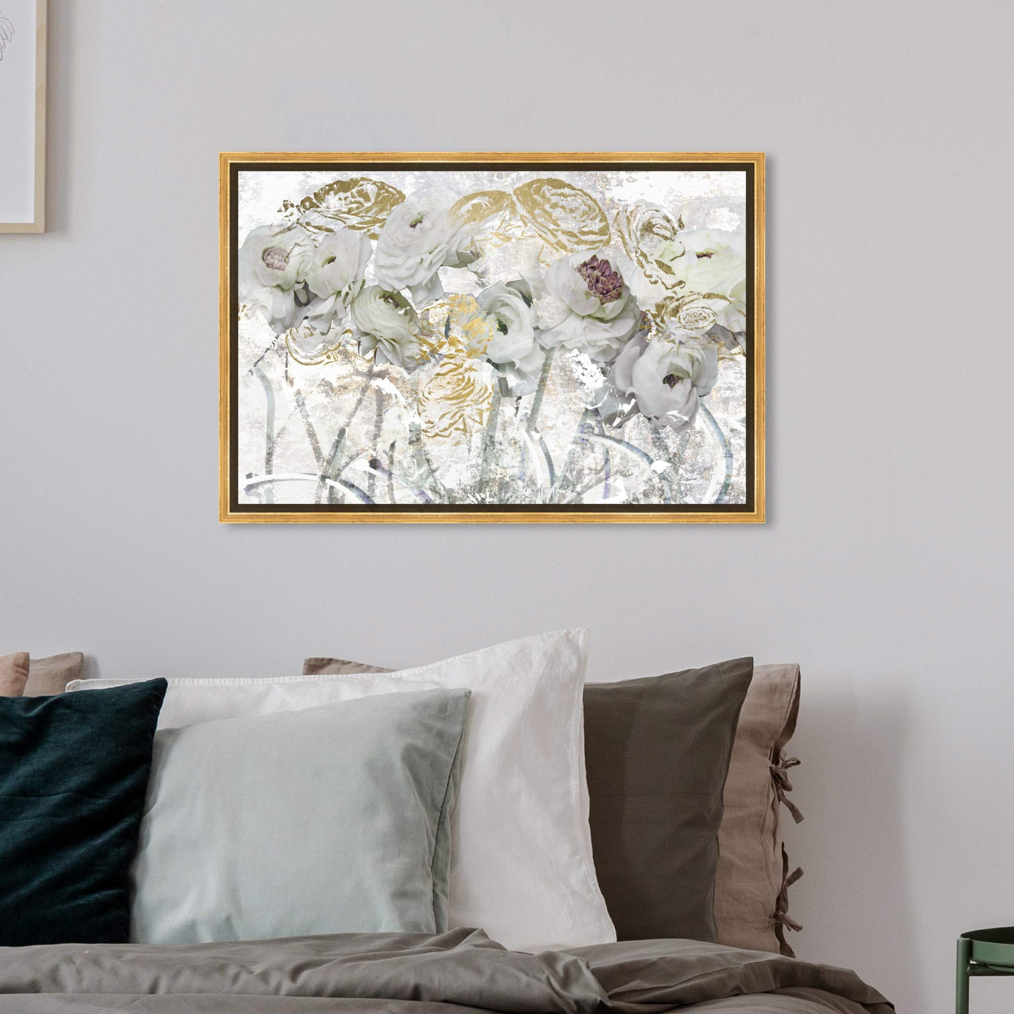 Floral & Botanical Wall Art Framed Canvas Print - 'Guest Brought Florals' Peonies Painting by Oliver Gal Artist Co. | Perfect for Living Room, Bedroom & Office Decor