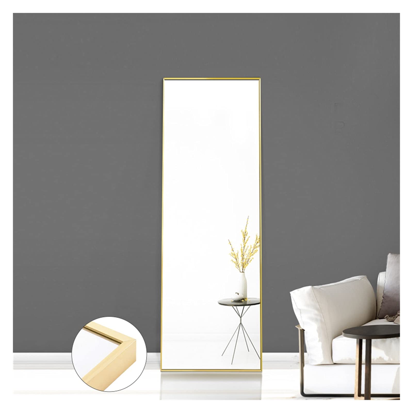 WHNB 59 x 15.7 Inch Full Length Mirror - Standing, Hanging or Leaning Floor Mirror with Gold Aluminum Alloy Frame for Bedroom, Living Room, Dressing Room & Entryway - Perfect for Full Outfit Checks & Home Decor
