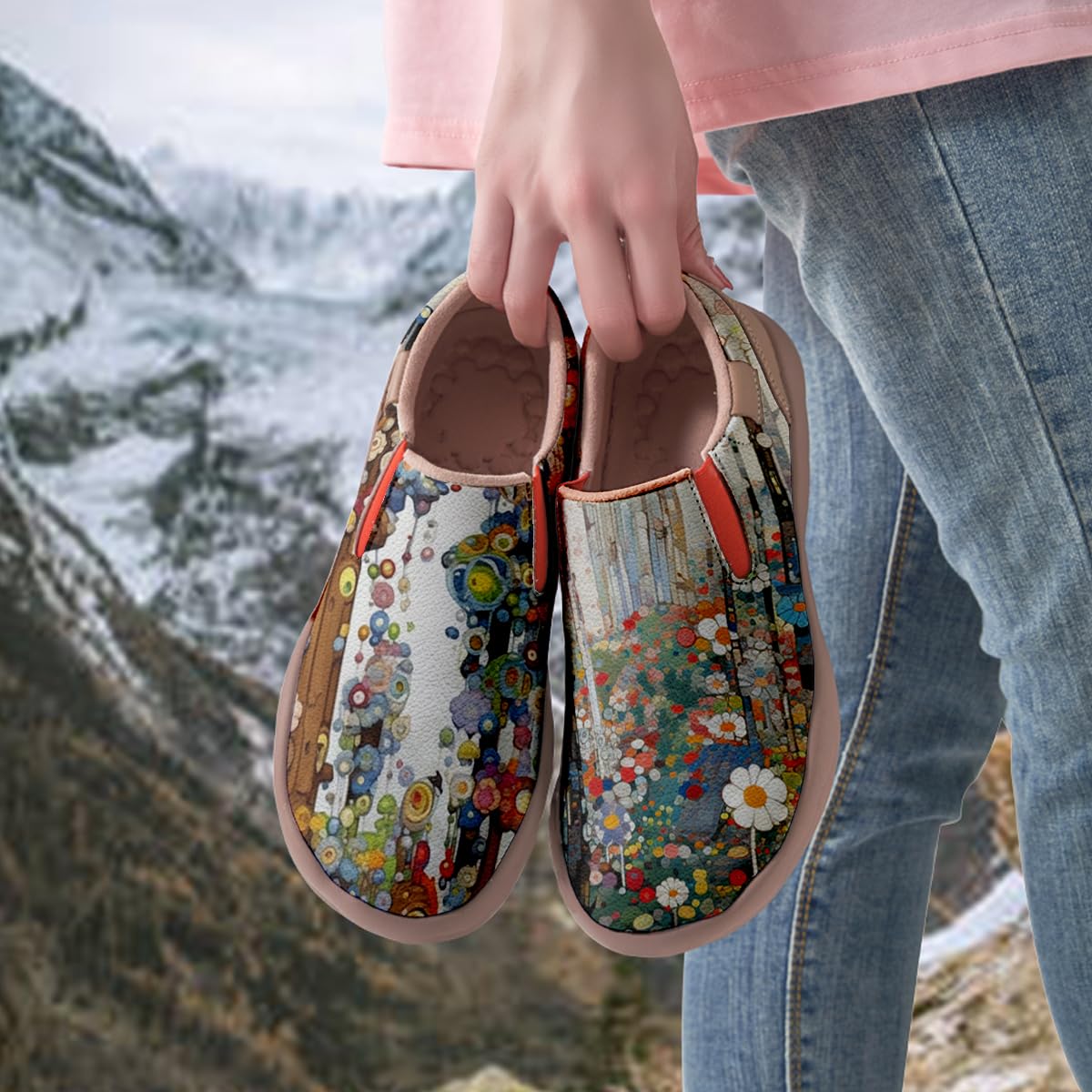 Women's Lightweight Slip-On Loafers - Comfortable Travel Sneakers for Walking, Nursing & Casual Wear | Breathable Painted Design for Work, Vacation & Everyday Use