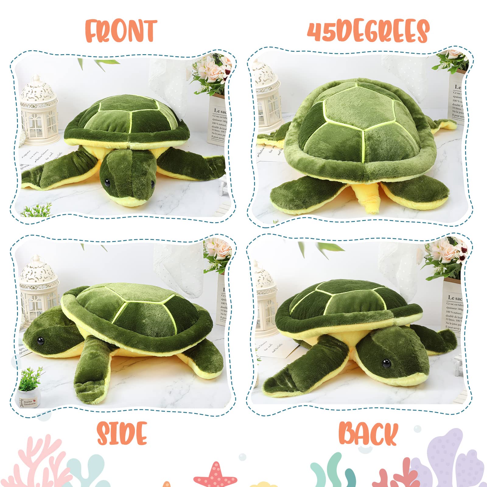 **Civaner 33-Inch Large Sea Turtle Stuffed Animal Plush Toy - Soft Huggable Pillow for Kids, Valentine's Day Gift, Birthday Present, Cute Tortoise Doll for Bedroom Decor & Nursery Cuddling**