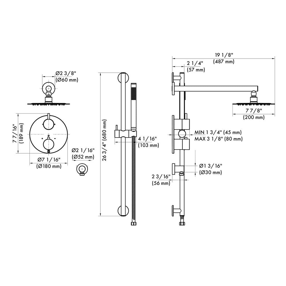 ZLINE Emerald Bay Thermostatic Shower System in Matte Black - 3 Function Rainfall Shower Head with Handheld Sprayer and Diverter Valve - Perfect for Modern Bathroom Renovations (EMBY SHS T2 MB)