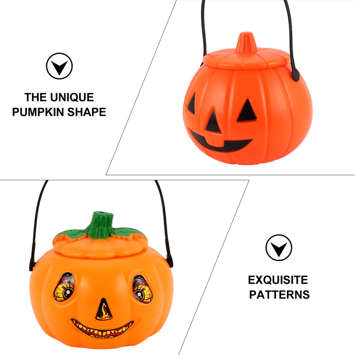 NUOBESTY 3-Piece Halloween Candy Jar Set - Pumpkin-Shaped Candy Storage Containers, Spooky Decorations for Halloween Party Supplies, Trick or Treat Props - Perfect for Home, Office & Classroom Halloween Decor